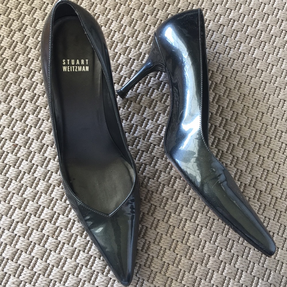Stuart Weitzman Pewter Patent Pumps Size 8.5 M